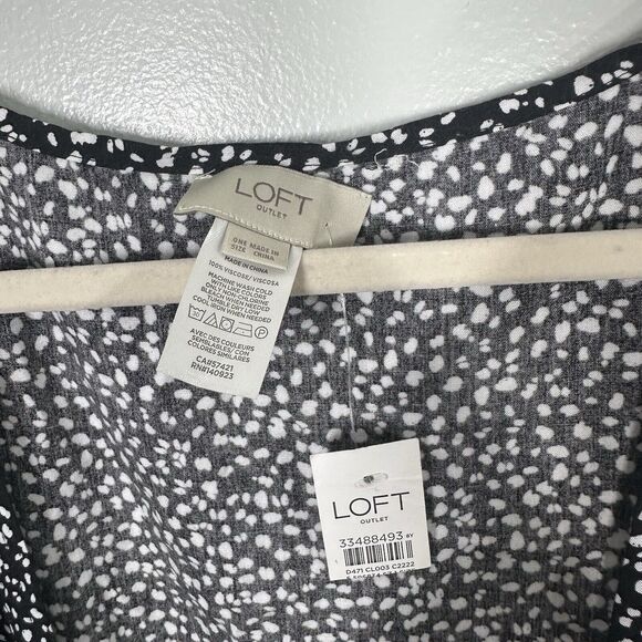 NEW Loft Womens One Size Black White Printed Short Sleeve Midi Wrap Swim Cover - Picture 3 of 4